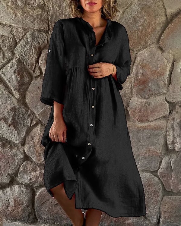 Polyester Loose Shirt Dress